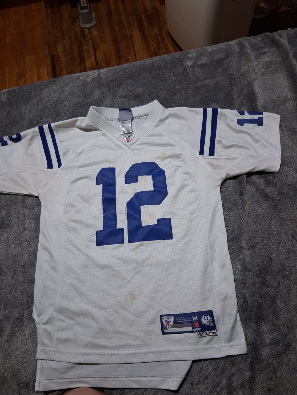 NFL White and Blue #12 Kids Football Jersey